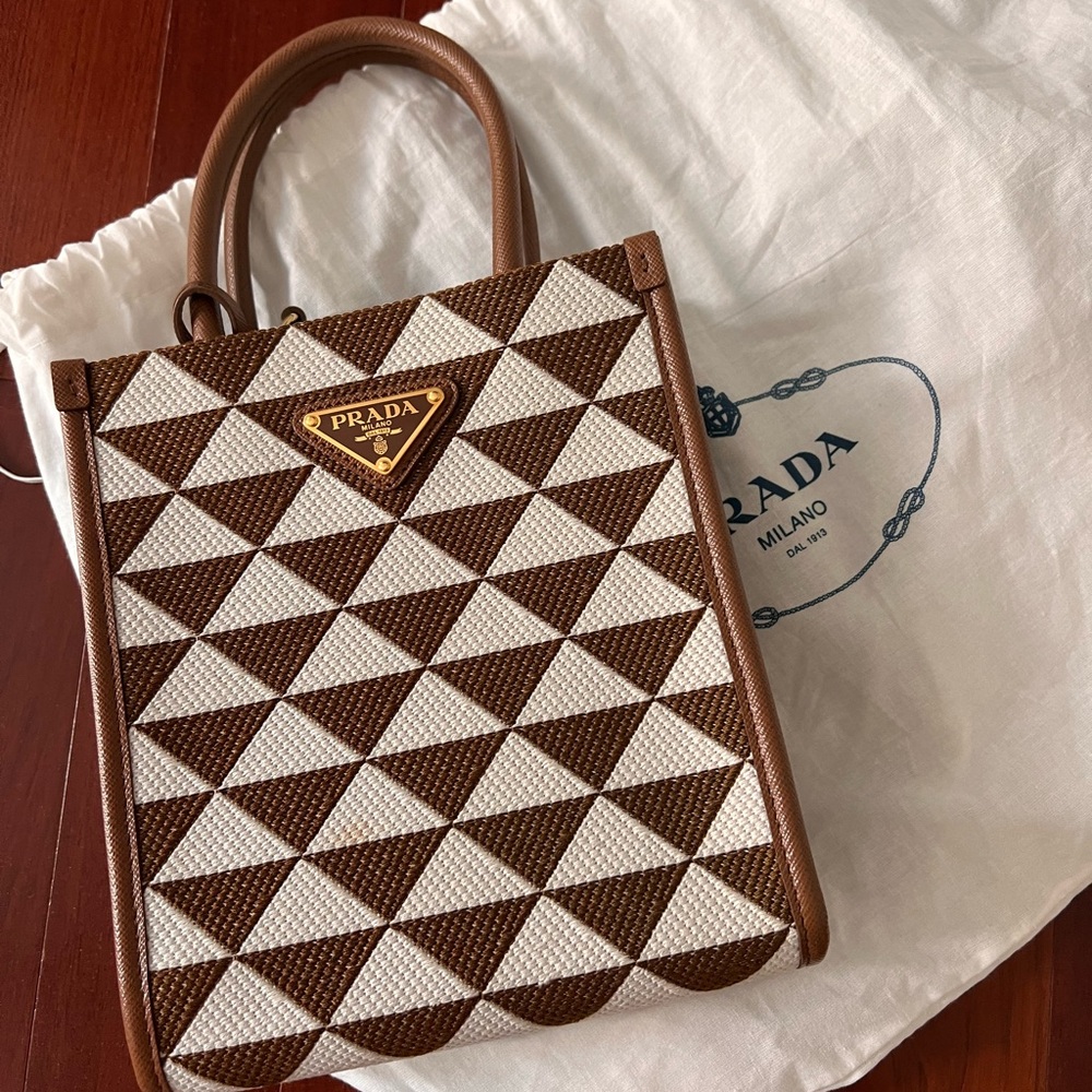 Prada Mini Symbole patterned jacquard tote bag